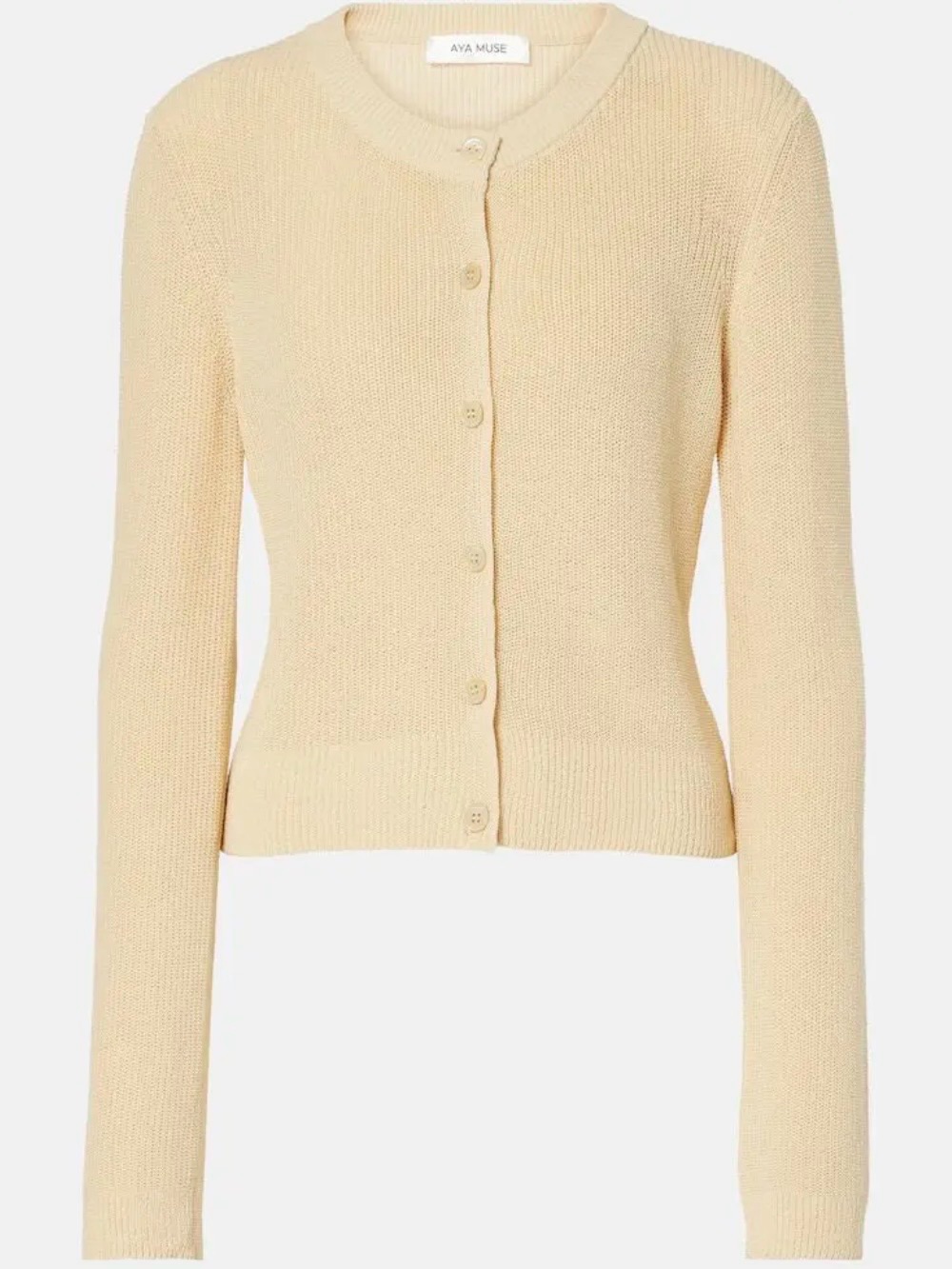 Aya Muse Cotton Blend Cardigan Sweater Long Sleeve Round Neck M Quiet Luxury